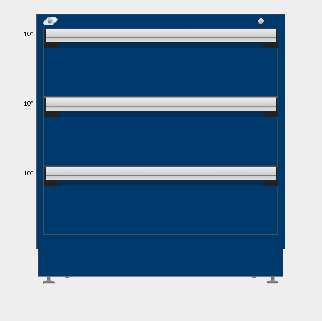 Rousseau 3 Drawer Cabinet - 10"/10"/10"