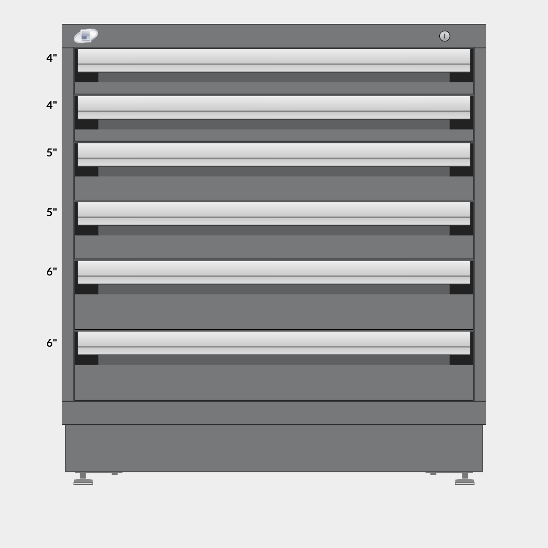 Rousseau 6 Drawer Cabinet - 4"/4"/5"/5"/6"/6"